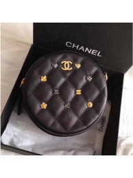 Cheap Chanel Lambskin 18k Charms Round Clutch with Chain A81620 Black 2018 Collection AQ03694