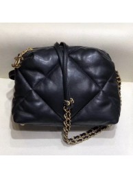 Cheap Chanel Maxi Quilted Lambskin Small Bowling Shoulder Bag AS0781 Black 2019 Collection AQ00714