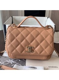 Cheap Chanel Quilted Grained Calfskin Mini Messenger Flap Top Handle Bag A93067 Caramel 2019 Collection AQ02661