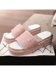 Cheap Chanel Tweed Platform Mule Slide Sandals Pink 2020 Collection AQ02153