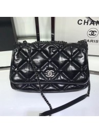 Cheap Fake Chanel Quilted Puffer Wax Calfskin Flap Bag Black 2019 Collection AQ04031