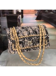Copy AAA Chanel Tweed Medium Flap Bag Black/Nude 2019 Collection AQ01754