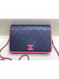 Copy Best Chanel Lambskin Wallet On Chain WOC Bag AP0059 Navy Blue 2019 AQ02002