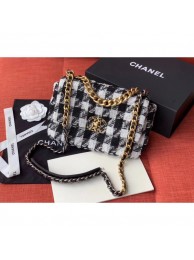 Copy Chanel 19 Tweed Small Flap Bag Black/White AS1160 2019 Collection AQ02213