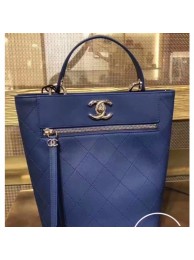 Copy Chanel Calfskin Front Zip Large Bucket Bag AS0578 Blue 2019 AQ01425