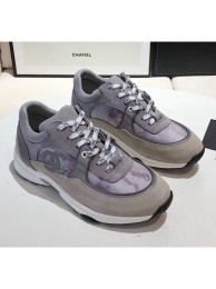 Copy Chanel Calfskin Suede & Fabric Classic Sneaker Grey 2020(For Women and Men) Collection AQ04351