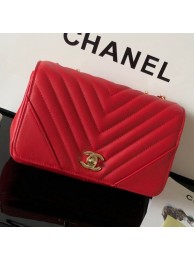 Copy Chanel Chevron Smooth Calfskin Small Flap Bag A91586 Red 2019 Collection AQ03706