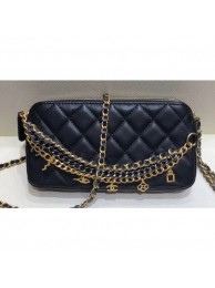 Copy Chanel Lambskin All About Chains Clutch With Chain Bag Black 2019 AQ00886