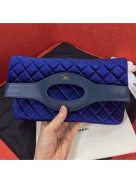 Copy Chanel Quilted Velvet 31 Clutch A70521 Blue 2019 Collection AQ04004