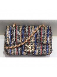 Copy Chanel Tweed Mini Classic Flap Bag A69900 Blue/Red/Apricot 2019 AQ03433