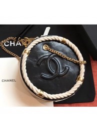 Copy Chanel Two-Tone Crumpled Calfskin En Vogue Small Round Crossbody Bag AS0075 Black/White 2019 AQ01801