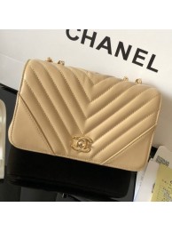Designer Chanel Chevron Smooth Calfskin Small Flap Bag A91586 Beige 2019 Collection AQ03519