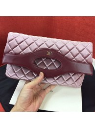 Designer Copy Chanel Quilted Velvet 31 Clutch A70521 Burgundy 2019 Collection AQ01627