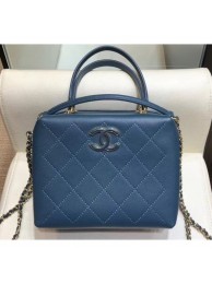Designer Imitation Chanel Quilting Calfskin Mini Bowling Bag AS0351 Cyan 2019 AQ02914
