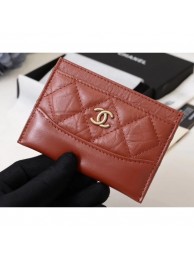 Fake 1:1 Chanel Aged Calfskin Gabrielle Card Holder A84386 Brick Red AQ02887