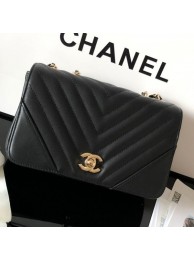 Fake Best Chanel Chevron Smooth Calfskin Small Flap Bag A91586 Black 2019 Collection AQ01625