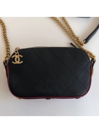 Fake Best Chanel Quilted Calfskin Button Side Camera Case Bag A57574 Black 2019 Collection AQ01917