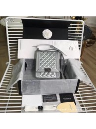 Fake Boy chanel handbag Goatskin & Ruthenium-Finish Metal AS0130 Silver AQ01052