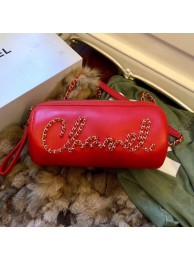 Fake Chanel Calfskin Barrel Clutch/Crossbodody Bag AS1531 Red 2019 Collection AQ00587