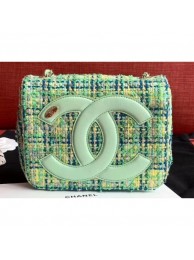 Fake Chanel CC Logo Coco Flap Bag AS0321 Tweed Light Green 2019 AQ03288