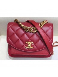 Fake Chanel Chain Handle Mini Flap Bag AS0784 Red 2019 AQ04242
