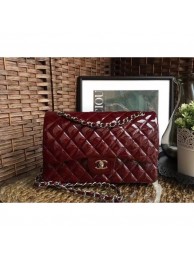 Fake Chanel Classic jumbo Flap Bag 1113 burgundy in patent leather with silver Hardware AQ04102
