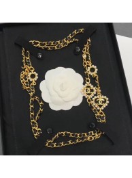 Fake Chanel Heart Chain Leather Long Necklace AB2582 Black/Gold/White 2019 Collection AQ04356