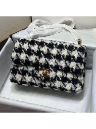 Fake Chanel Houndstooth Tweed Small Flap Bag Black/White 2019 Collection AQ03969