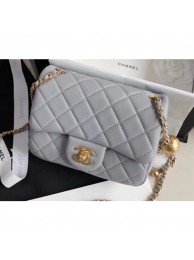 Fake Chanel Pearl on Chain Classic Flap Bag AS1786 Gray 2020 AQ03432