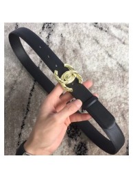 Fake Cheap Chanel CC Buckle Belt in Calf Leather 30mm Width Black/Gold 2018 AQ01173