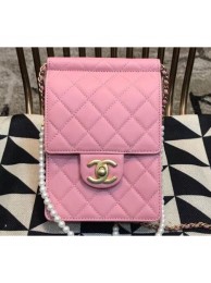 Fake Imitation Chanel Lambskin with Imitation Pearls Mini Flap Bag AS0580 Pink 2019 AQ00986