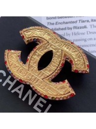 Fake Imitation Chanel Vintage Textured Multicolor Crystal Trim CC Brooch Gold 2019 Collection AQ03892