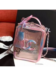 Fashion Imitation Chanel Iridescent PVC Vanity Case AS0988 Pink 2019 Collection AQ03801