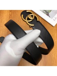 Fashion Imitation Chanel Width 3cm Logo Buckle Leather Belt Black AQ00884