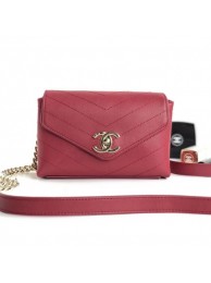 High Quality Chanel Calfskin Chevron Small Waist/Shoulder Bag A57592 Red 2019 AQ00667