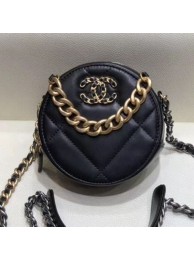 High Quality Imitation Chanel Maxi-Quilted Lambskin Round Clutch with Chain Black 2019 Collection AQ01164