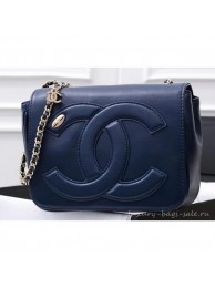 Hot Chanel Lambskin CC Logo Flap Bag AS0321 Navy Blue 2019 AQ02988