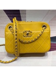 Hot Chanel Quilted Lambskin Chain CC Camera Case AS0971 Yellow 2019 Collection AQ01757