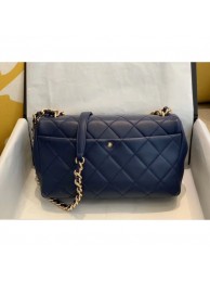 Hot Chanel Quilted Lambskin Large Flap Bag with Resin Chain AS1354 Navy Blue 2019 Collection AQ03764
