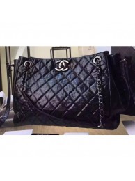 Hot Chanel Quilting Shopping Tote Bag Crinkled Black/Silver 2019 AQ03603
