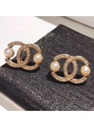 Imitation 1:1 Chanel Crystal CC Pearl CC Stud Earrings 02 2019 Collection AQ01190