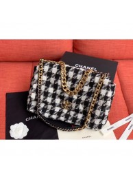 Imitation AAA Chanel 19 Tweed Maxi Flap Bag Black/White AS1162 2019 Collection AQ03391