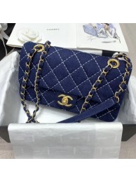 Imitation AAA Chanel Quilted Denim Medium Flap Bag AS1328 Blue 2020 Collection AQ02700