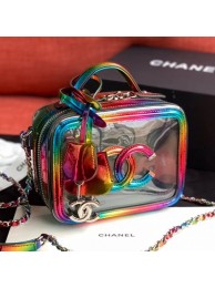 Imitation AAAAA Chanel Iridescent PVC Small Vanity Case A93342 Multicolor 2019 Collection AQ02724