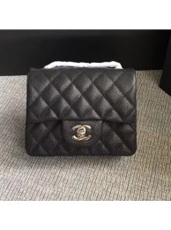 Imitation Best Chanel Classic Flap Mini Bag A1115 in Caviar Leather Black with Silver Hardware AQ04113
