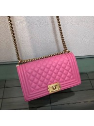 Imitation Chanel Calfskin Leather Medium Le Boy Flap Bag 25cm Rosy/Gold Collection AQ01025
