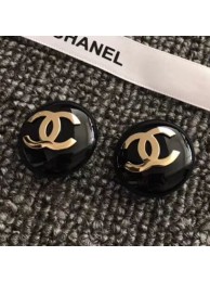 Imitation Chanel CC Round Stud Clip-on Earrings Black 2019 Collection AQ02046