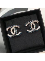 Imitation Chanel Double Square Crystal CC Earrings Crystal White/Dark Blue 2019 Collection AQ02259