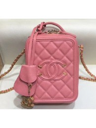 Imitation Chanel Grained Calfskin CC Filigree Vanity Case Bag AS0988 Dark Pink 2019 AQ04382