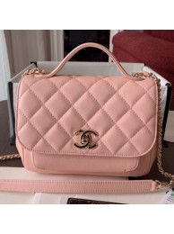 Imitation Chanel Quilted Grained Calfskin Mini Messenger Flap Top Handle Bag A93067 Pink 2019 Collection AQ01526
